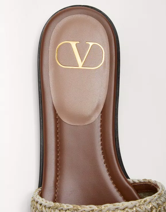 Valentino Vlogo Signature Slide Sandal With Crochet Embroidery - Image 2